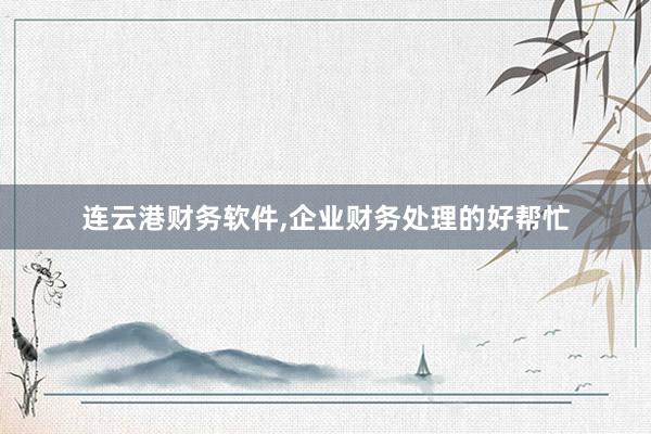 连云港财务软件，企业财务处理的好帮忙